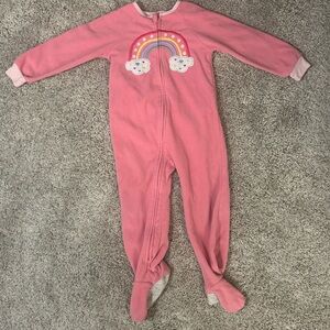 Kids Headquarters Pink Footie pajamas with Rainbow embroidery